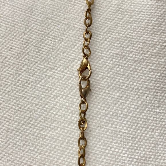 Vintage Gold Tone Pendant Tassel Necklace 22" Double Clasp Costume Jewelry Chain - Picture 3 of 8